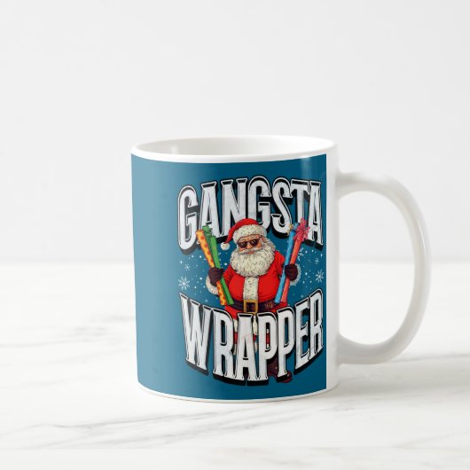 Santa Claus Gangsta Wrapper Funny Christmas  コーヒーマグカップ (右)