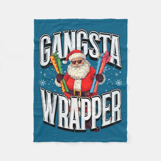 Santa Claus Gangsta Wrapper Funny Christmas  フリースブランケット (正面)