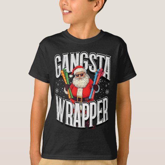 Santa Claus Gangsta Wrapper Funny Christmas  Tシャツ (正面)