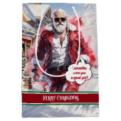 Santa Claus Gift Bag Personalized Holiday Keepsake ミディアムペーパーバッグ (正面)