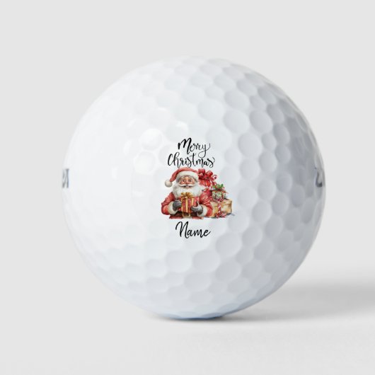 Santa Claus golfing with Christmas Gift for Golfer ゴルフボール (正面)