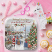 Santa Claus greeting from airport  ペーパープレート (パーティー)