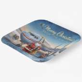 Santa Claus greeting from airport ペーパープレート (傾斜あり)