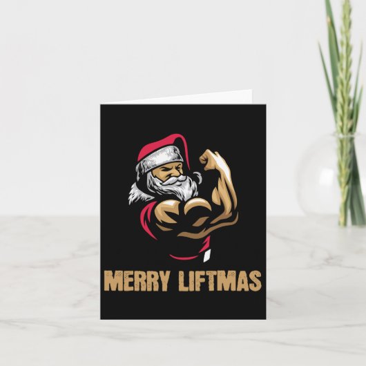 Santa Claus Gym Bodybuilding Fitness Merry Liftmas カード (正面)