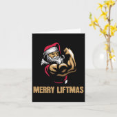 Santa Claus Gym Bodybuilding Fitness Merry Liftmas カード (黄色い花)