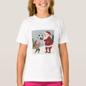 Santa Claus handing out a soccer ball Tシャツ (正面)