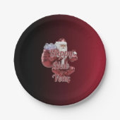 Santa Claus Happy New Year Disposable Paper Plates ペーパープレート (正面)