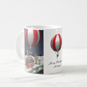 Santa Claus has arrived with a hot air balloon コーヒーマグカップ (正面左)
