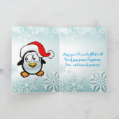 Santa Claus Hatでカスタマイズ可能なベビーペンギン シーズンカード (内部)