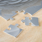 Santa Claus head with white Christmas trees ジグソーパズル (側面)