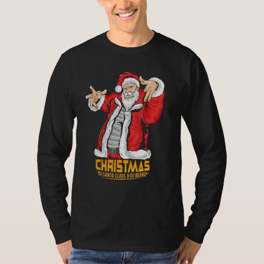 Santa Claus Hip Hop DJ Music Xmas Pajama Christmas Tシャツ (正面)