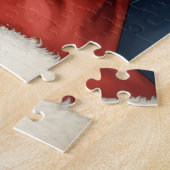 Santa Claus Holding Akita Christmas Art ジグソーパズル (側面)