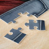 Santa Claus Holding American Eskimo Christmas Art ジグソーパズル (側面)