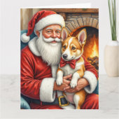 Santa Claus Holding Australian Cattle Christmas カード (正面)