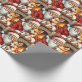 Santa Claus Holding Australian Cattle Christmas ラッピングペーパー (角)