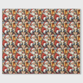 Santa Claus Holding Australian Kelpie Christmas ラッピングペーパー (フラット)