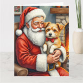 Santa Claus Holding Australian Terrier Christmas カード (正面)