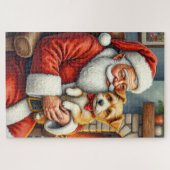 Santa Claus Holding Australian Terrier Christmas ジグソーパズル (横)