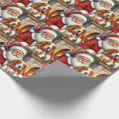 Santa Claus Holding Basset Hound Christmas Art ラッピングペーパー (角)