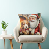 Santa Claus Holding Bernedoodle Christmas Art クッション (椅子)