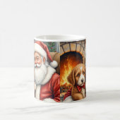 Santa Claus Holding Bernedoodle Christmas Art コーヒーマグカップ (中央)