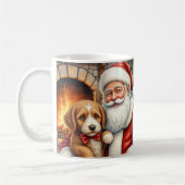 Santa Claus Holding Bernedoodle Christmas Art コーヒーマグカップ (左)