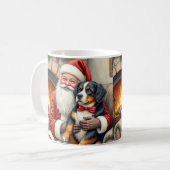 Santa Claus Holding Bernese Mountain Dog Christmas コーヒーマグカップ (正面左)