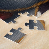 Santa Claus Holding Black Cat Christmas Art ジグソーパズル (側面)