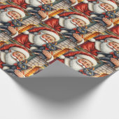 Santa Claus Holding Black Cat Christmas Art ラッピングペーパー (角)