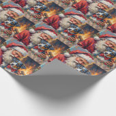 Santa Claus Holding Blue Heeler Christmas Art ラッピングペーパー (角)