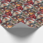 Santa Claus Holding Bluetick Coonhound Christmas  ラッピングペーパー (角)