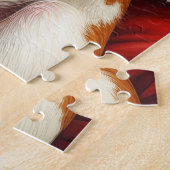 Santa Claus Holding Brittany Spaniel Christmas Art ジグソーパズル (側面)