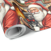 Santa Claus Holding Cane Corso Christmas Art ラッピングペーパー (ロールコーナー)