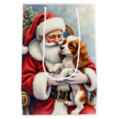 Santa Claus Holding Cavalier King Charles Spaniel ミディアムペーパーバッグ (裏面)