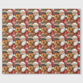 Santa Claus Holding Dachshund Christmas Art ラッピングペーパー (フラット)