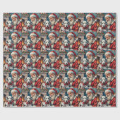 Santa Claus Holding Dalmatian Christmas Art ラッピングペーパー (フラット)