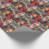 Santa Claus Holding Doberman Christmas Art ラッピングペーパー (角)