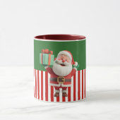 Santa Claus Holding Gift Box Illustration マグカップ (中央)