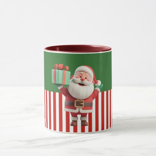Santa Claus Holding Gift Box Illustration マグカップ (中央)
