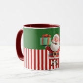 Santa Claus Holding Gift Box Illustration マグカップ (正面左)