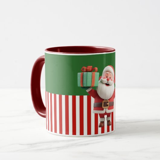 Santa Claus Holding Gift Box Illustration マグカップ (正面左)