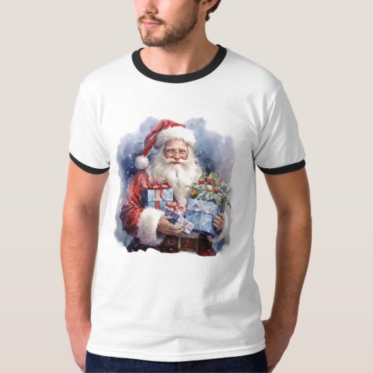 Santa Claus holding gifts Tシャツ (正面)