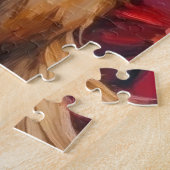 Santa Claus Holding Golden Retriever Christmas Art ジグソーパズル (側面)