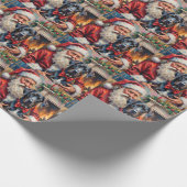 Santa Claus Holding Great Dane Christmas Art ラッピングペーパー (角)