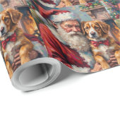 Santa Claus Holding Greater Swiss Mountain Art ラッピングペーパー (ロールコーナー)