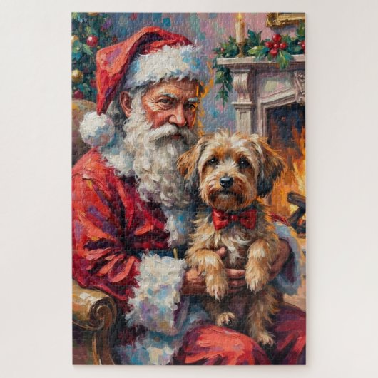 Santa Claus Holding Havanese Christmas Art ジグソーパズル (縦)