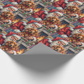 Santa Claus Holding Irish Red Setter Christmas Art ラッピングペーパー (角)