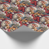 Santa Claus Holding Jack Russell Christmas Art ラッピングペーパー (角)