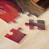 Santa Claus Holding Japanese Chin Christmas Art ジグソーパズル (側面)