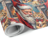 Santa Claus Holding Maine Coon Cat Christmas Art ラッピングペーパー (ロールコーナー)